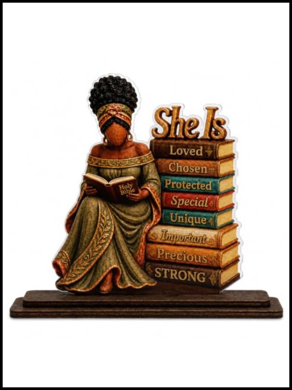 African American Christian Bible Desk Plaque Wood Acrylic Inspirational